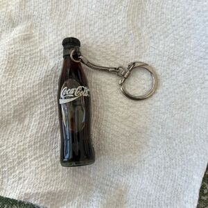 Coca-Cola Mini Bottle Keychain with Black Cap